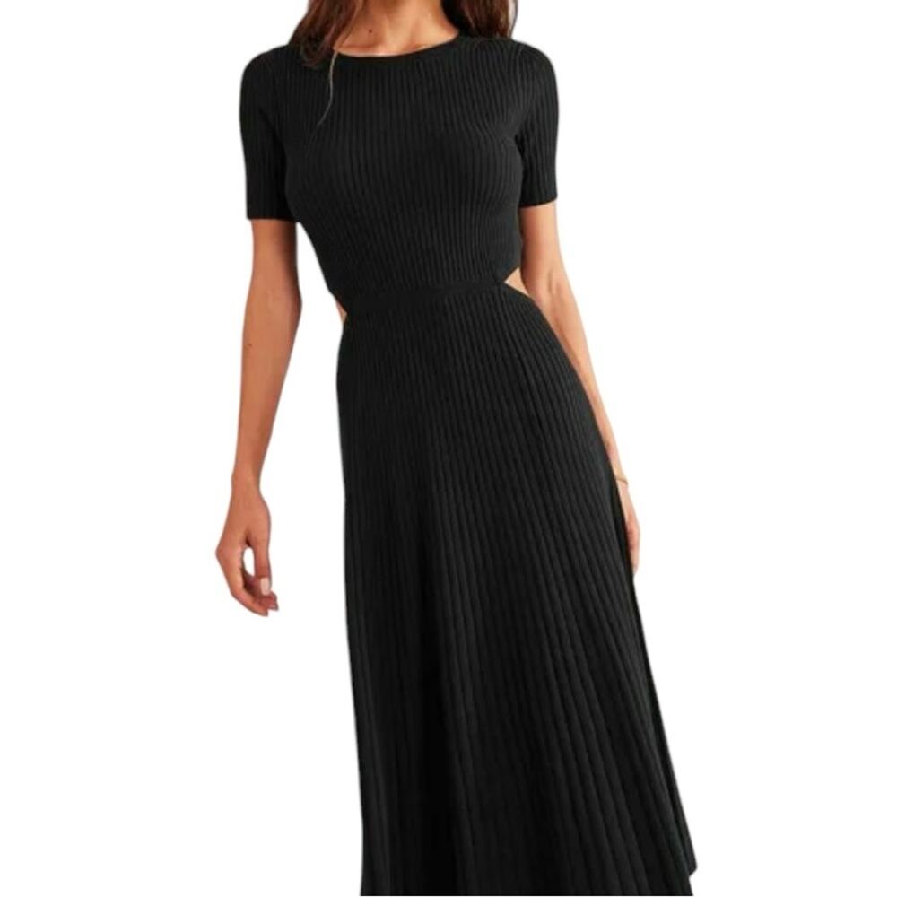 Boden Knitted Ribbed Midi Sweater Dress Black Multiple Sizes NEW